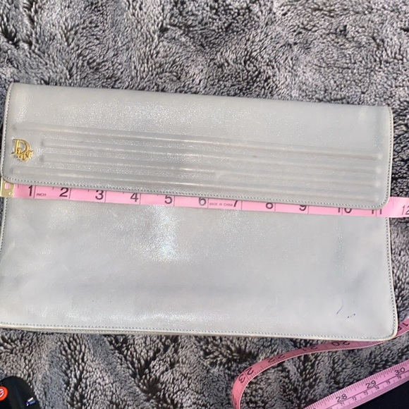 Vintage Christian Dior Soft Leather Clutch Handbag w/ outside & inside pockets. - Picture 12 of 16